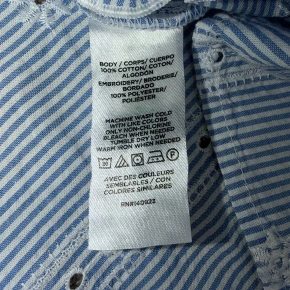 LOFT Light Blue Eyelet Ruffle-Sleeve Blouse - Picture 5 of 7